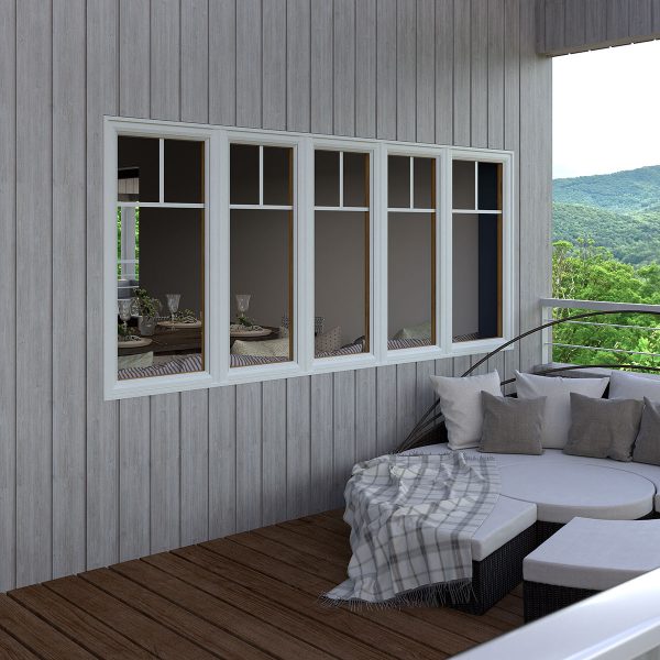 White Exterior 5 Lite Series 700 Casement Window with Valance Grids