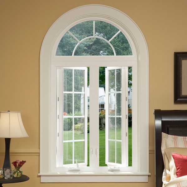 White Series 750 Twin Casement Window with Half Round Above