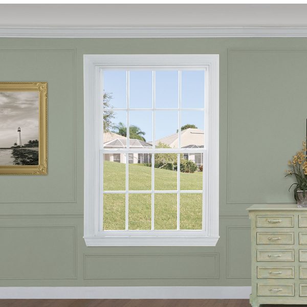 White Series 130 Single Hung Window with Colonial Grids
