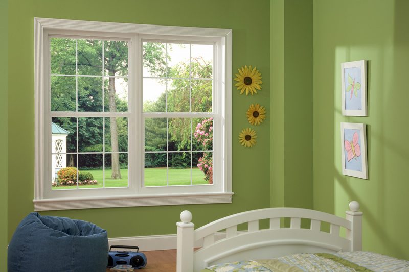 White Series 8050 Side Load Single Hung Windows with Colonial Grids