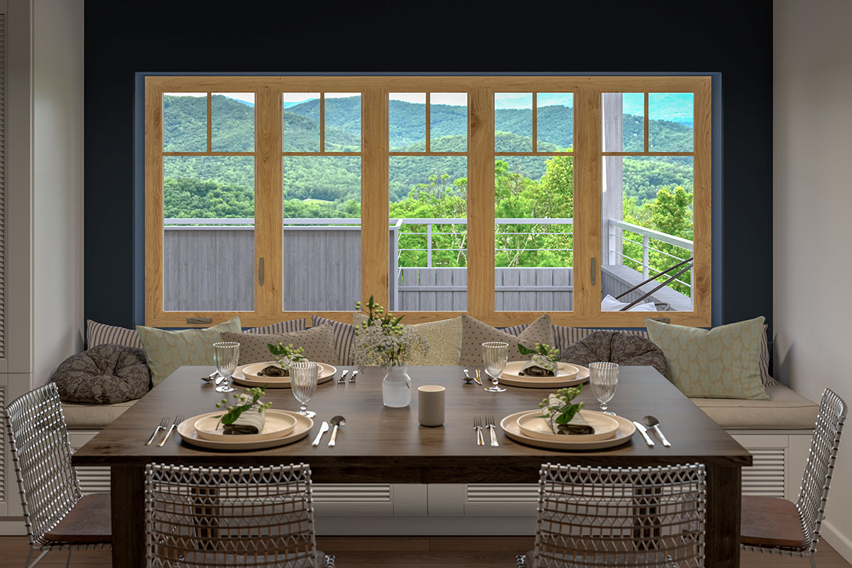 Golden Oak 5 Lite Casement Window with Grids