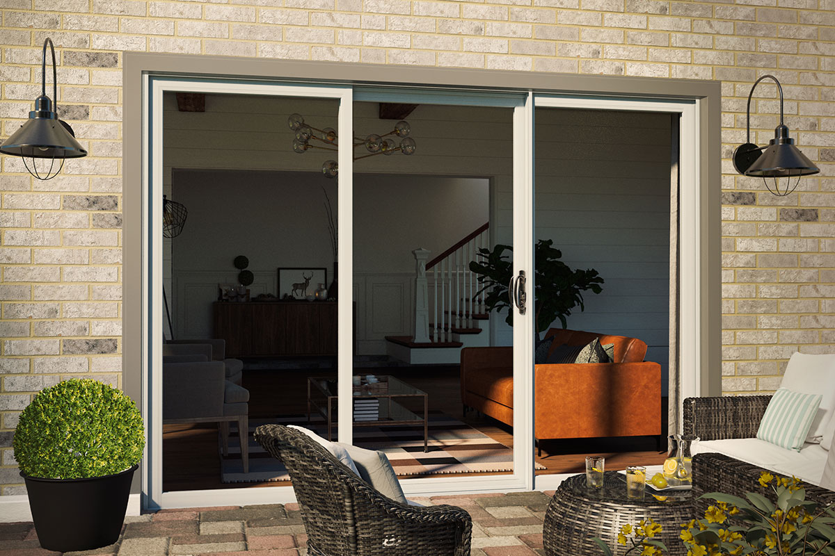 White 3 Panel Sliding Patio Door Exterior