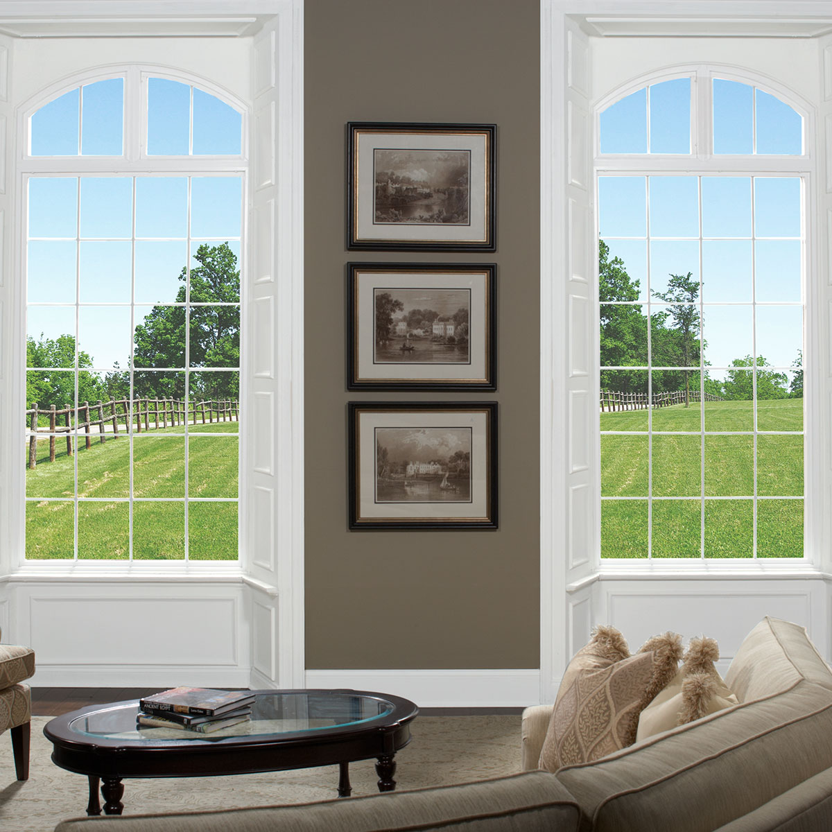 White Series 8900 Picture Windows with Colonial Grids