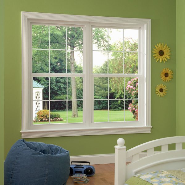 White Series 8050 Side Load Single Hung Windows with Colonial Grids